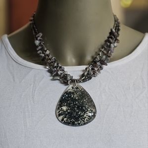 Beaded necklace and earrings set